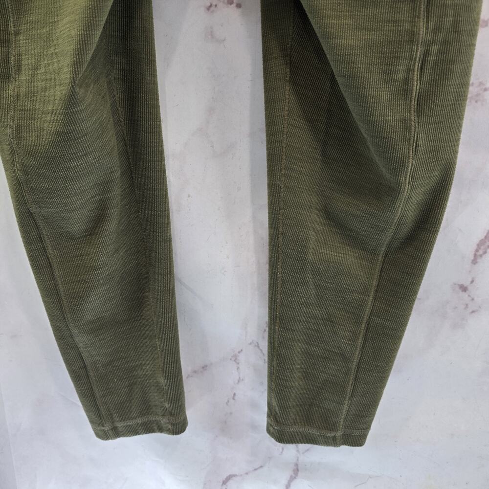 Prana Leggings Womens Large Green Becksa Ribbed High Rise Crop Short Length 7/8 - Picture 8 of 12